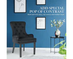 La Bella 4 Set Black French Provincial Dining Chair Ring Studded Lisse Velvet Rubberwood