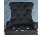 La Bella 4 Set Black French Provincial Dining Chair Ring Studded Lisse Velvet Rubberwood