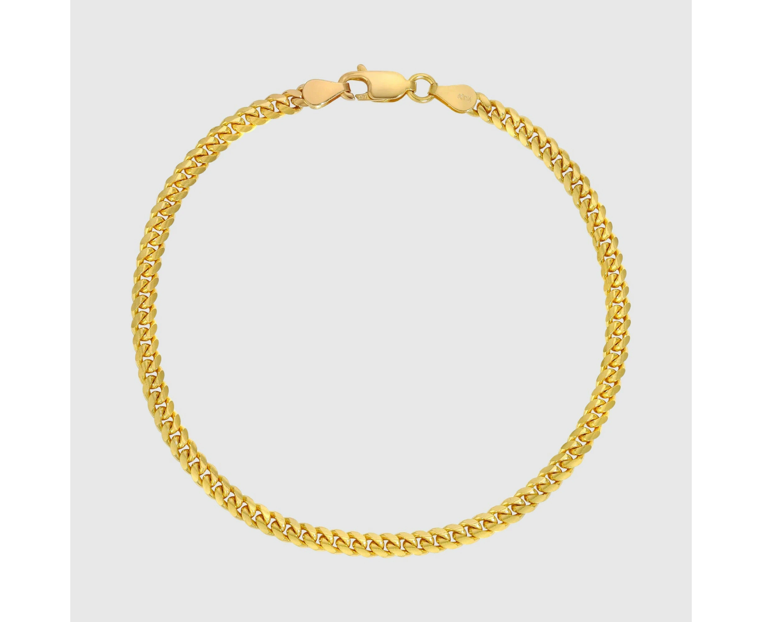 18K Gold Plated Cuban Link Chain Bracelet 3mm Mens Miami Curb Jewelry Stainless Steel