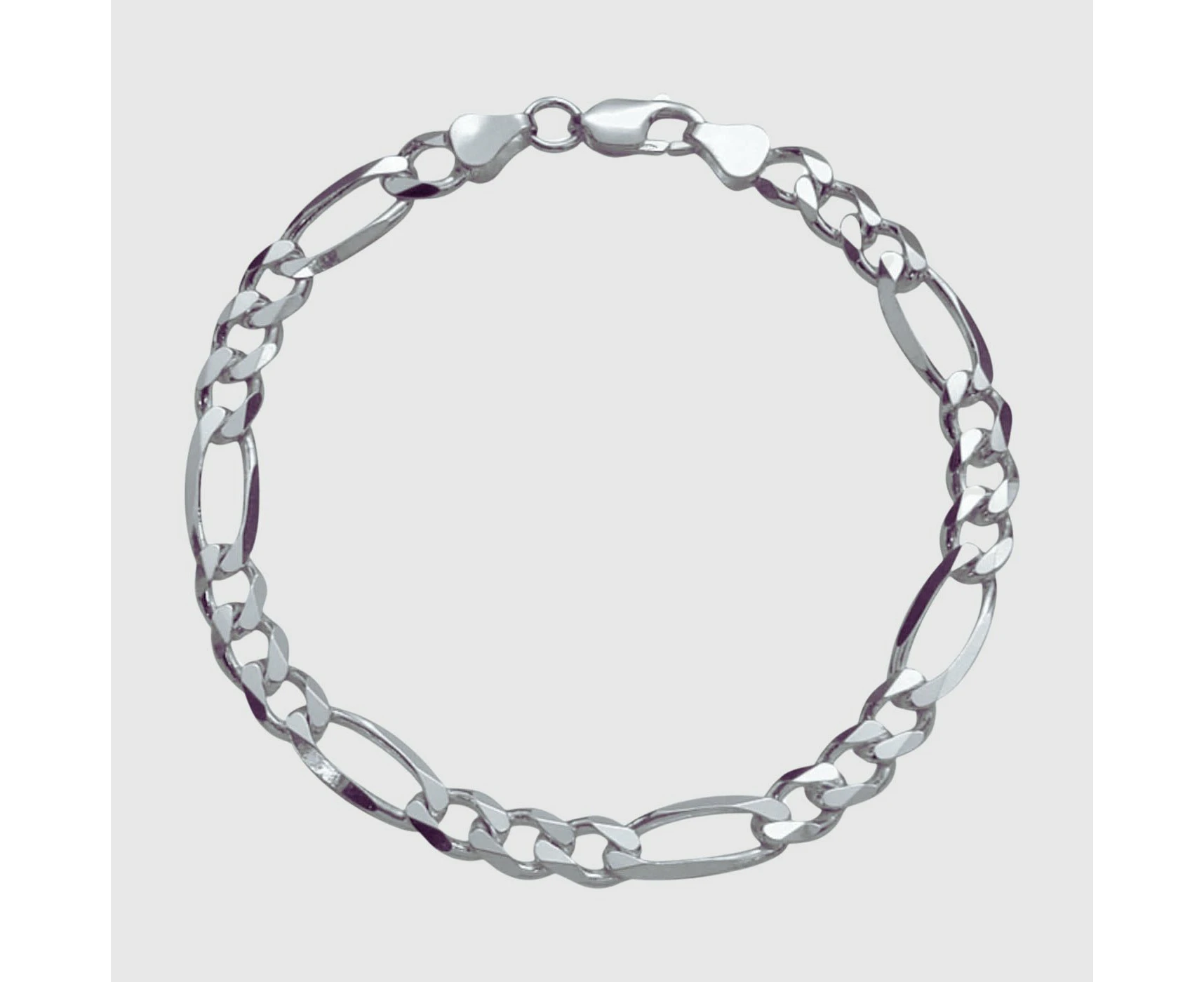 Silver Figaro Chain Bracelet 5mm Mens 316L Stainless Steel Link Jewelry