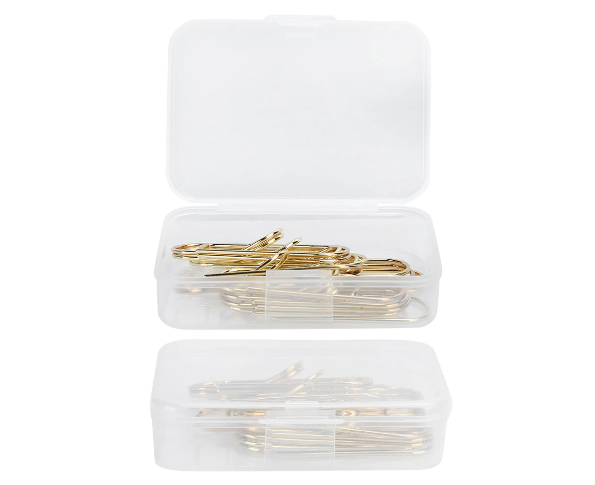 2 Box Simple Metal Pen Clip Notebook Bills Pencil Holders Paper Clip Stationery Tool (Gold)