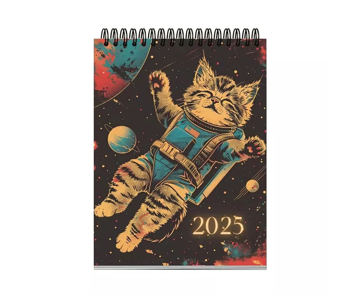 Funny Space Cats 2025 Calendar 12 Months Wall Calendar Home Office Deco