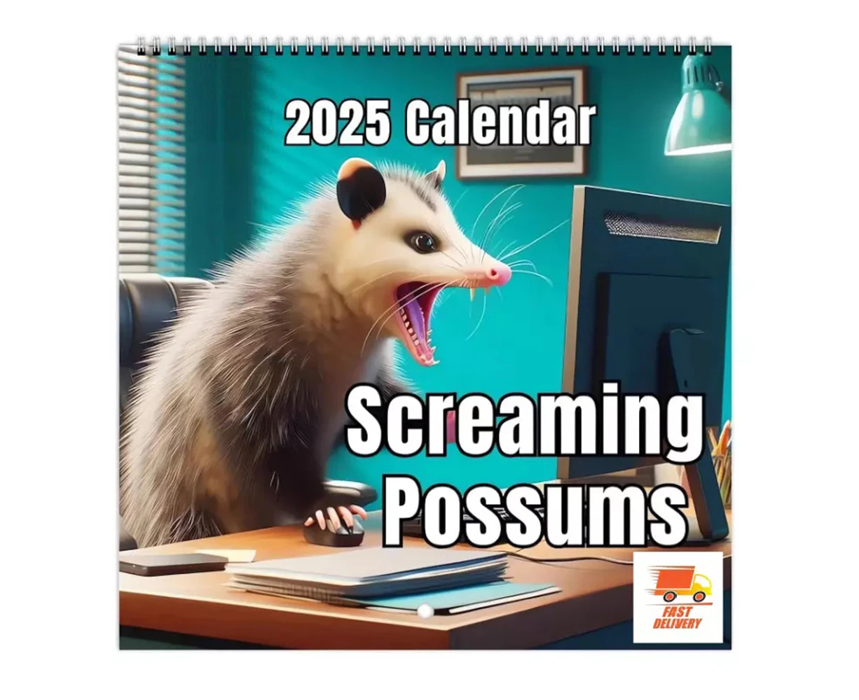 2025 Funny Screaming Possums Wall Calendar Month to View Family Organiser Planner Home Office Deco