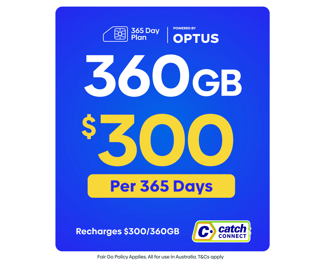 Catch Connect 365 Day Mobile Plan - 360GB