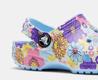 Crocs Toddler Girls' Retro Floral Classic Clogs - Blue Mountain