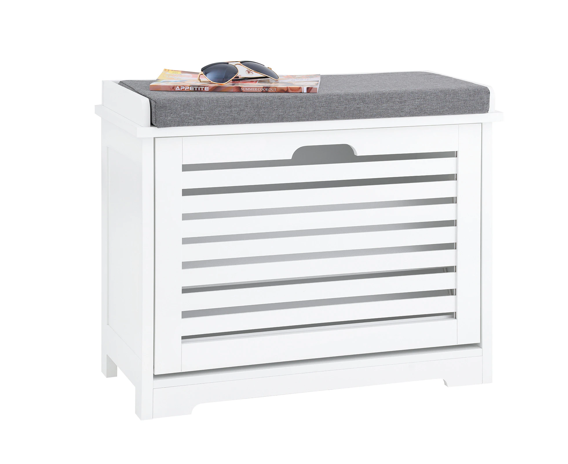 Hallway Bench Shoe Cabinet Shoe Storage Bench with Drawer & Seat Cushion