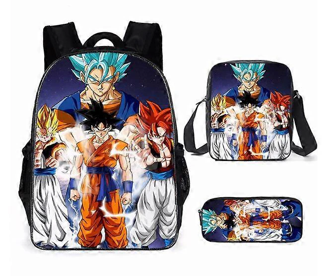 Dragon Ball Anime Backpack Large Capacity Backpack Primary And Secondary School Students Schoolbag Shoulder Bag Pencil Bag Three-Piece Set 5