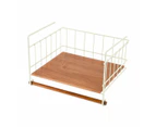 Off White and Acacia Undershelf Basket - Anko