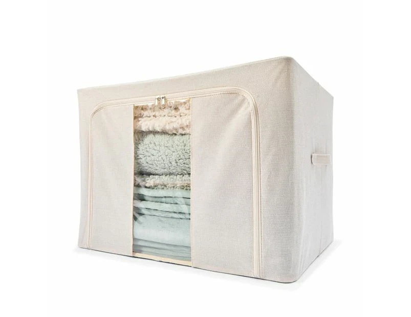 Linen Look Collapsible Box with Window, Extra Large, Beige - Anko