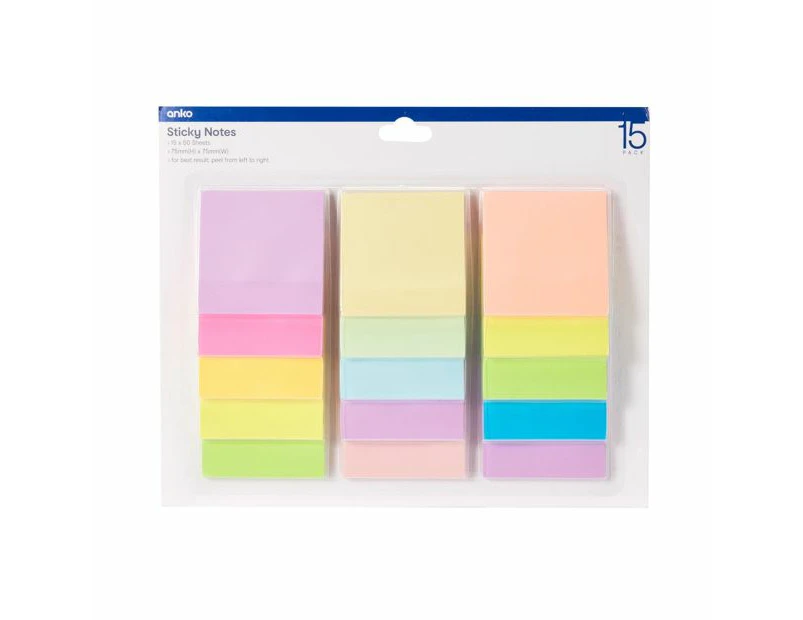 15 Pack Sticky Notes - Anko