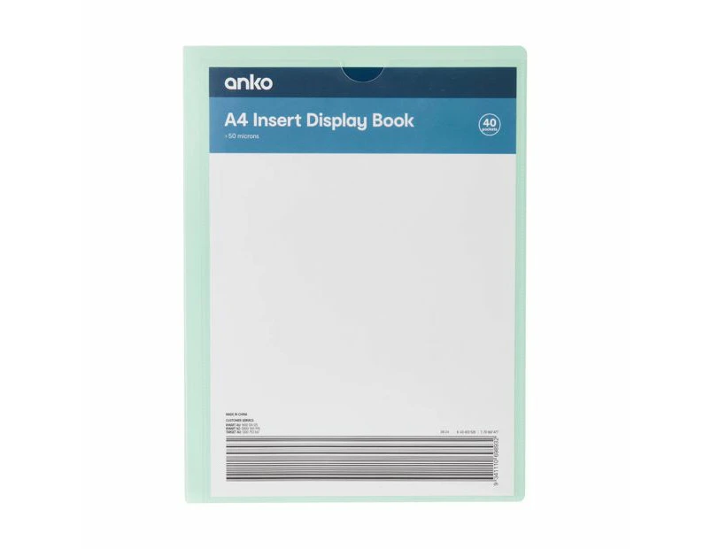 A4 Insert Display Book, Mint - Anko