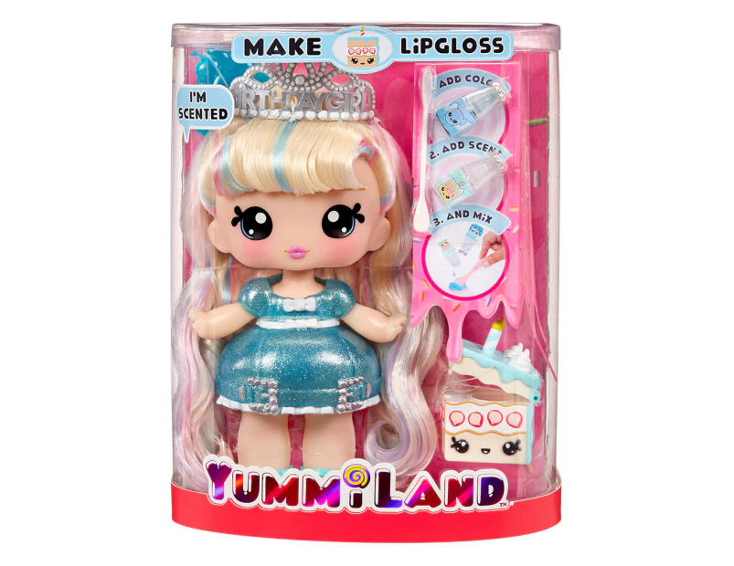 Yummiland Callie Birthday Cake Large Doll + Lip Gloss Pet