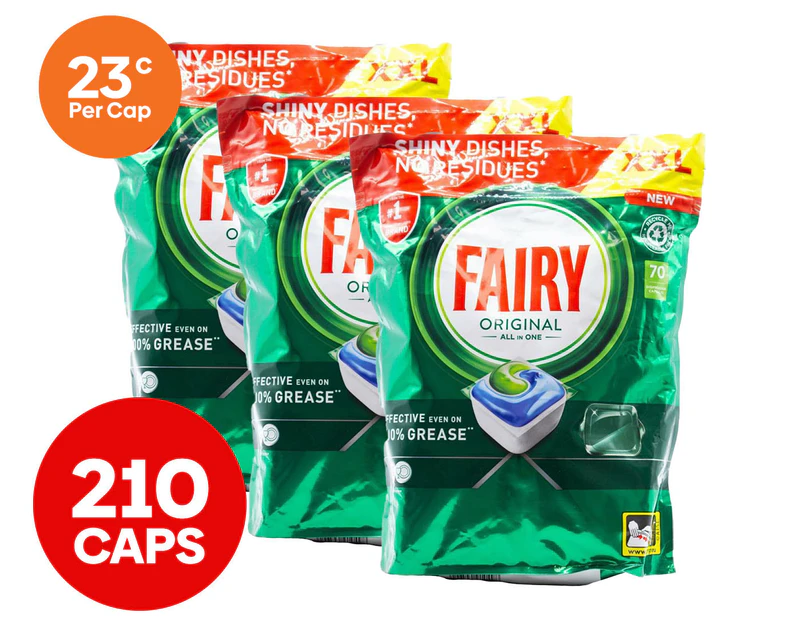 3 x 70pk Fairy All in One Dishwashing Capsules Original