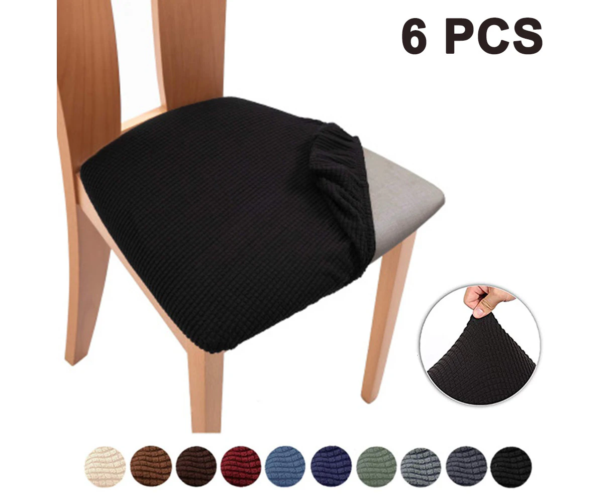 6pcs Stretch Jacquard Chair Seat Covers,Removable Washable Anti-Dust Dinning Room Chair Seat Cushion Slipcovers