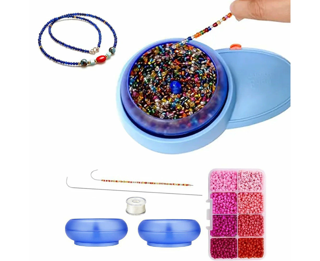 Electric Bead Threading Machine Beading Bowl Spinner Kit for DIY String Seed Beads Jewelry Making