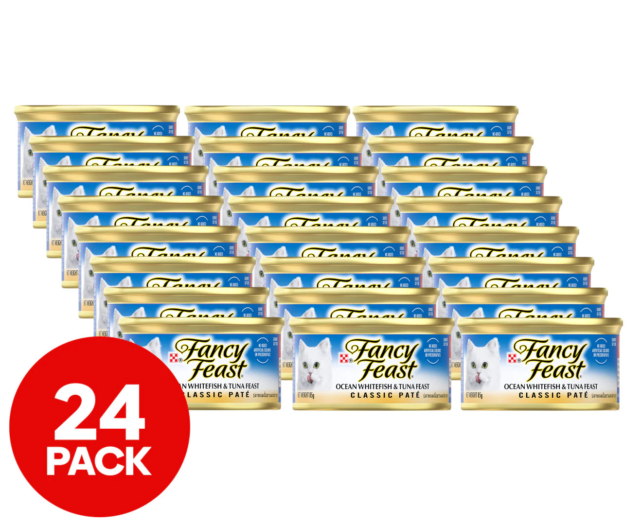 24 x Fancy Feast Classic Paté Cat Food Ocean Whitefish & Tuna Feast 85g