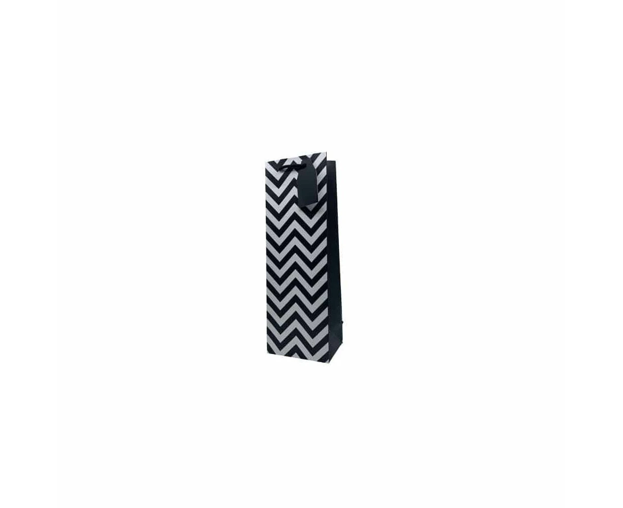 12pc Winex Wine Bottle Paper Bag Gift Wrapping Party Packaging Black Chevron