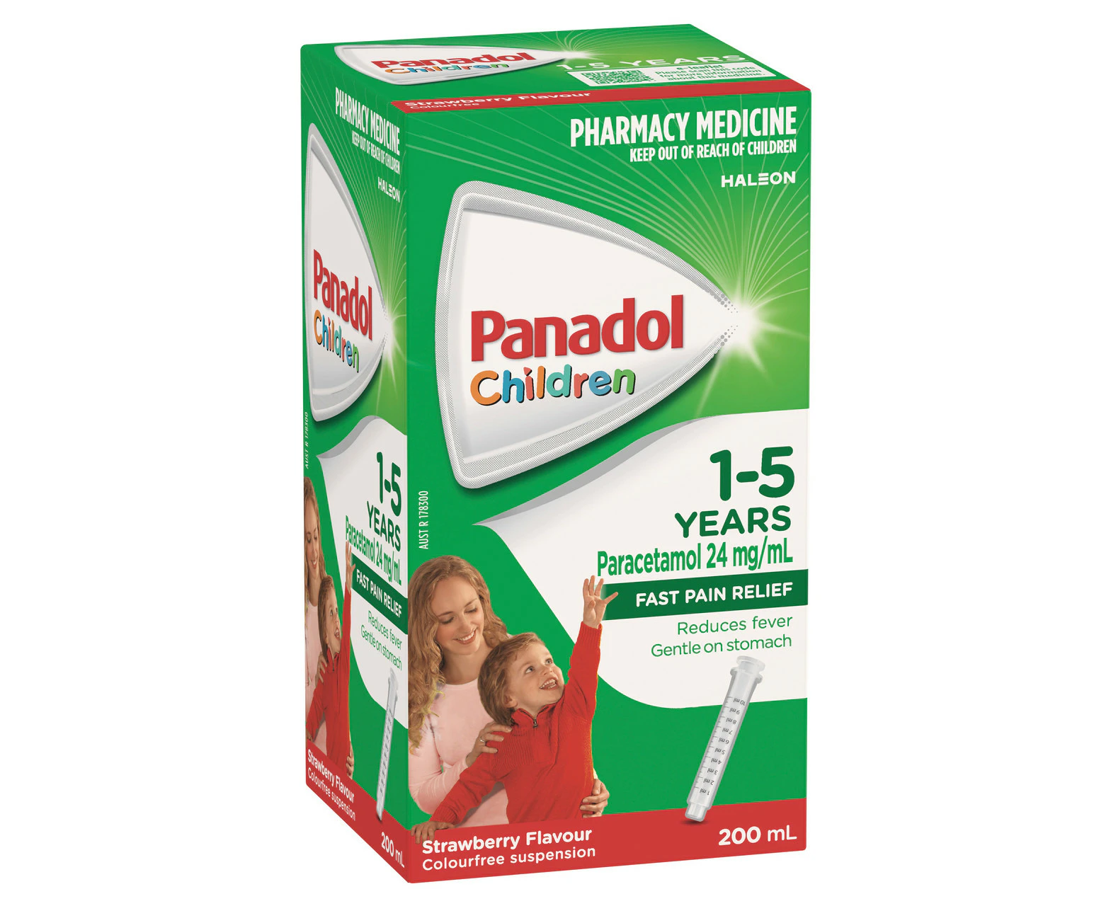 Panadol Children 1-5 years Colourfree Suspension, Strawberry Flavour, 200ml