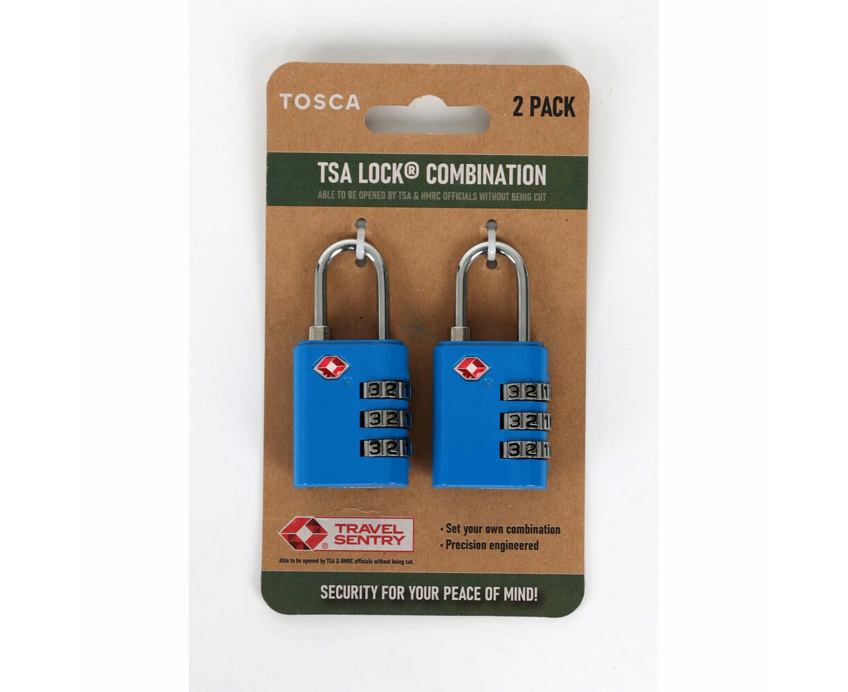 2pc Tosca TSA Approved Travel Luggage Suitcase Combination Safety Lock Blue