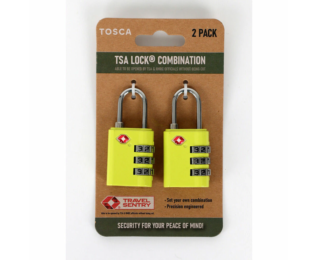 2pc Tosca TSA Approved Travel Luggage Suitcase Combination Safety Lock Yellow