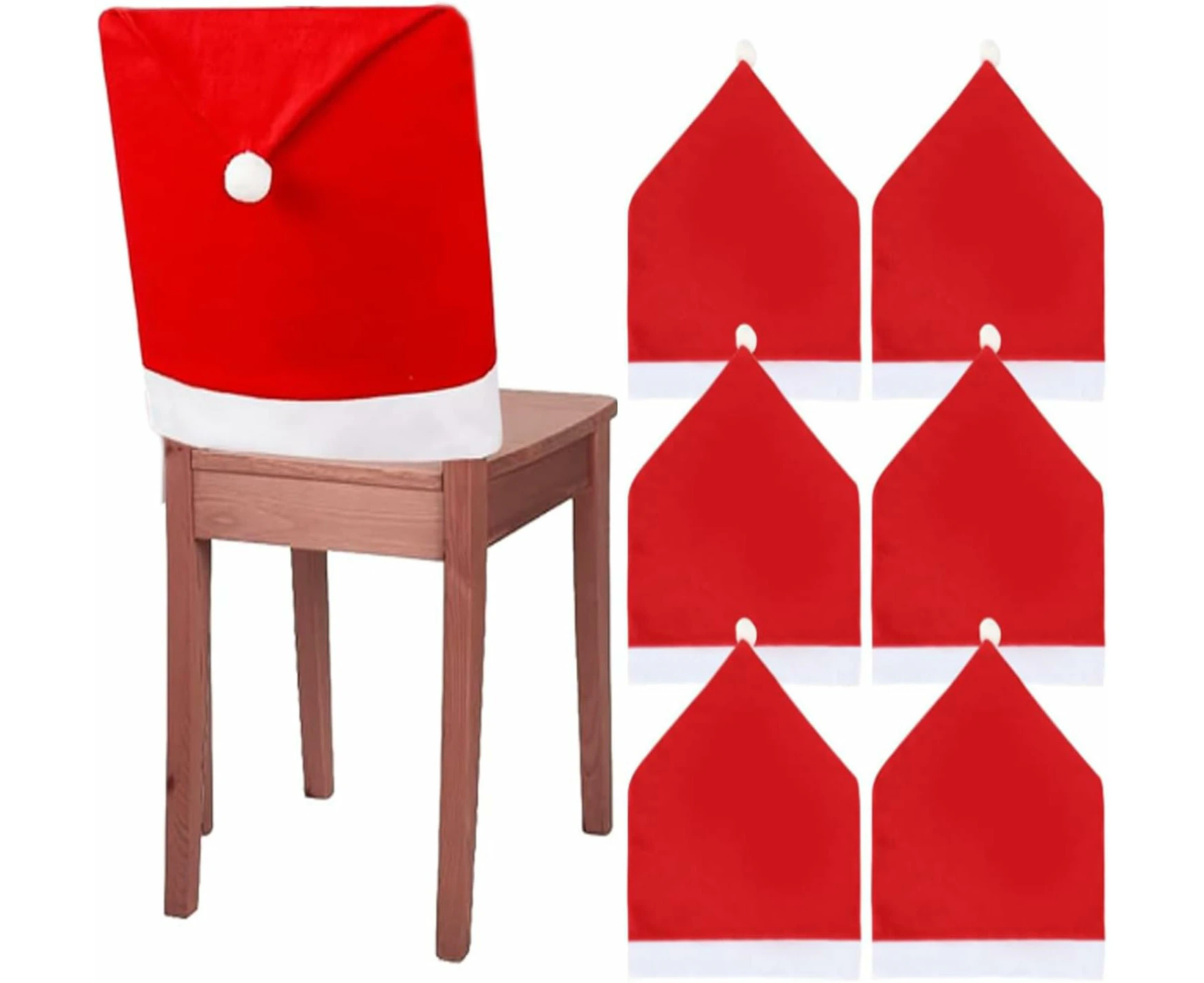 Christmas chair covers, 6-piece Christmas decoration chair covers, Santa hat chair covers