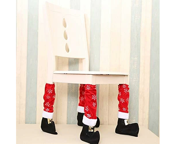 4 PCS Christmas Table Foot Set Christmas Chair Foot Cover Christmas Decorations, Size: 40 * 21cm