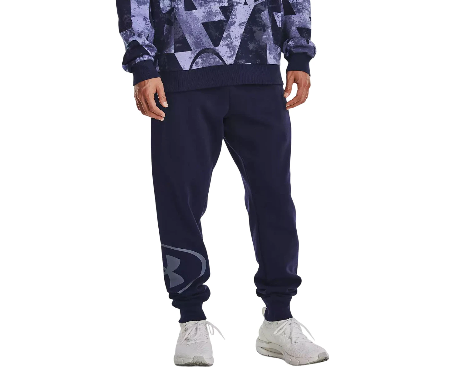 Mens Under Armour Rival Fleece Marco Branded Navy Joggers Athletic Trackies Cotton/Polyester