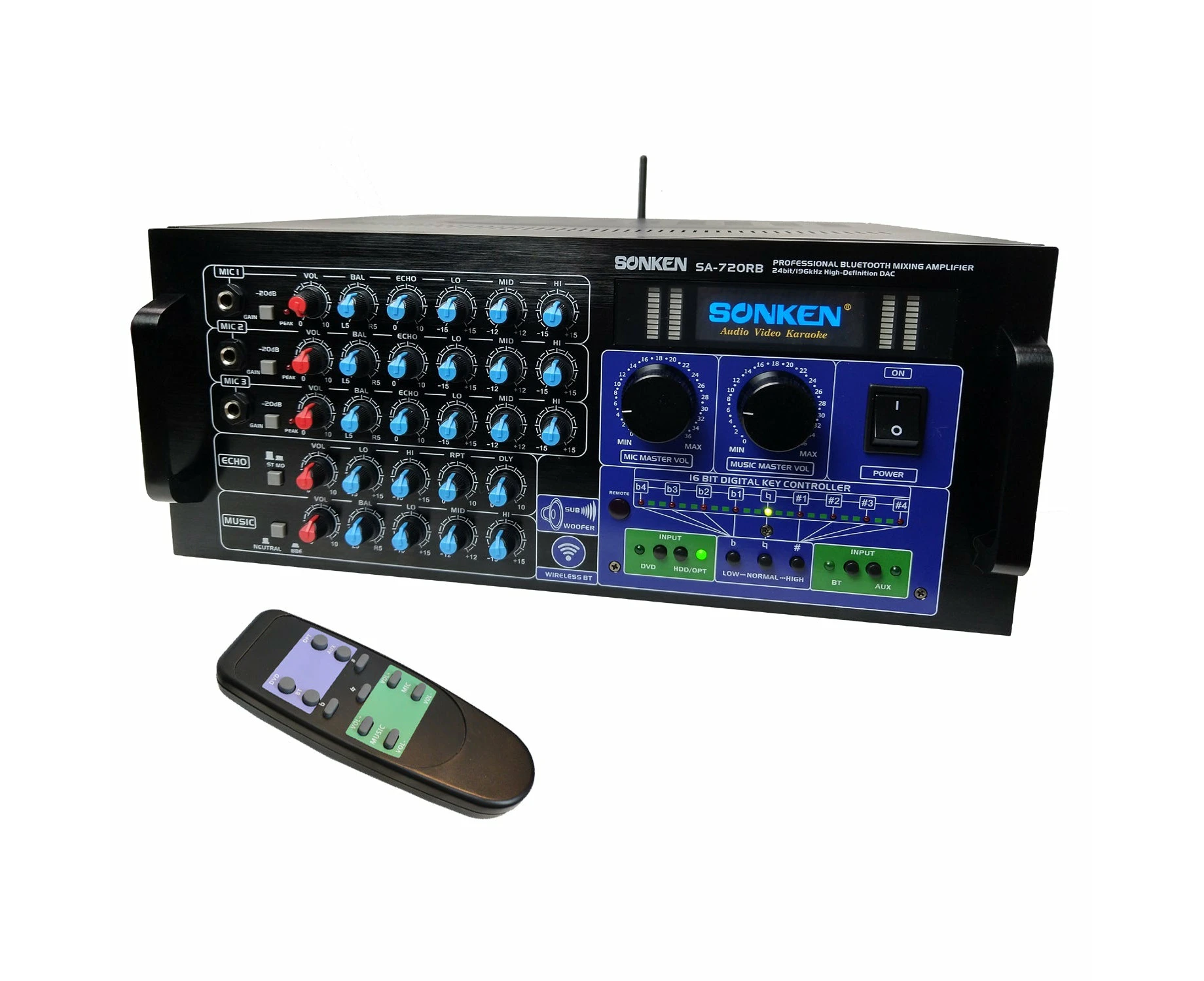 Sonken SA-720 Pro Series Karaoke Mixing Amplifier (950 Watts - RMS) + Bluetooth + Optical