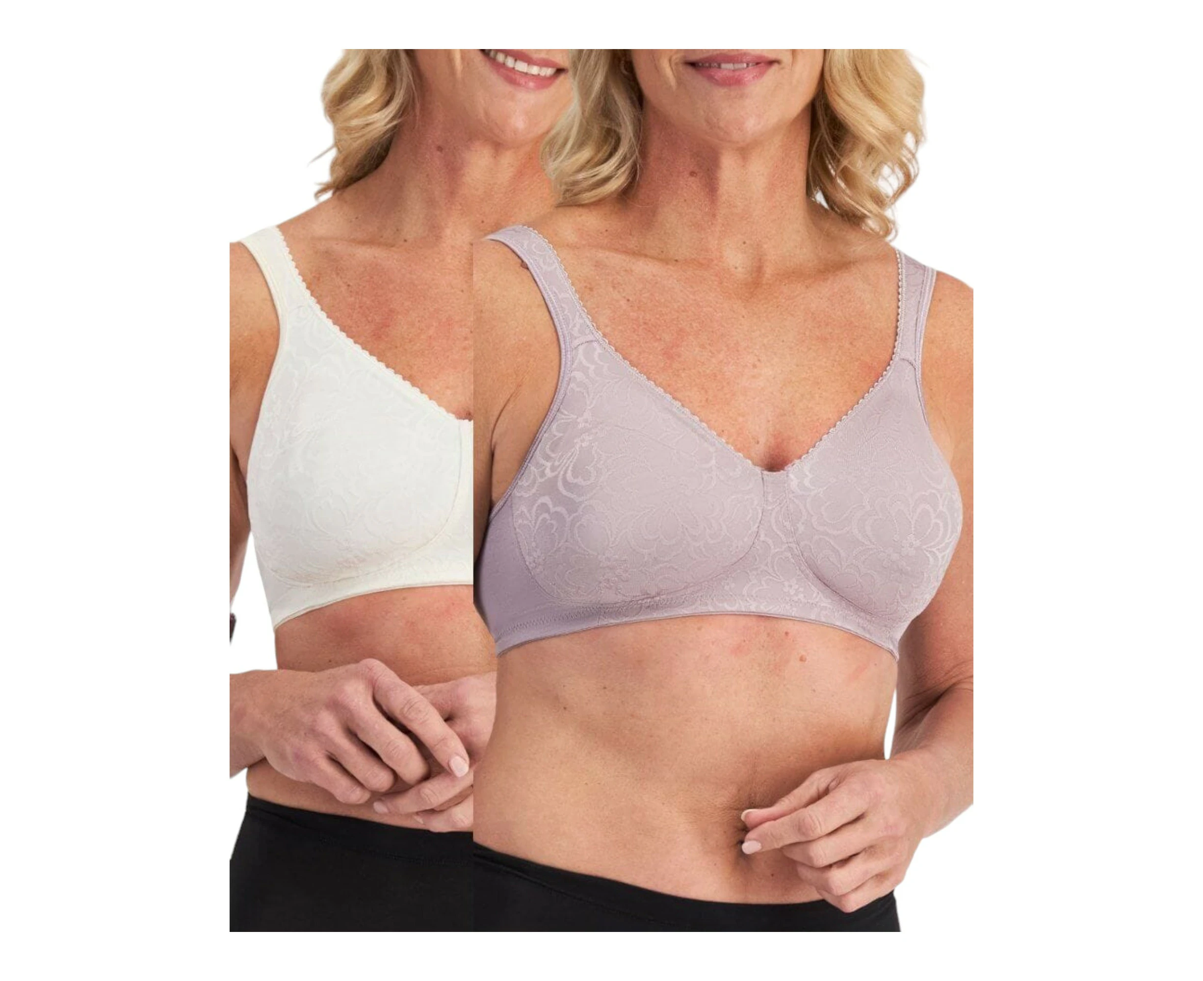 Women 8 x Playtex 18 Hour Ultimate Lift & Support Wirefree Bra Pearl / Crystal Grey Elastane/Nylon