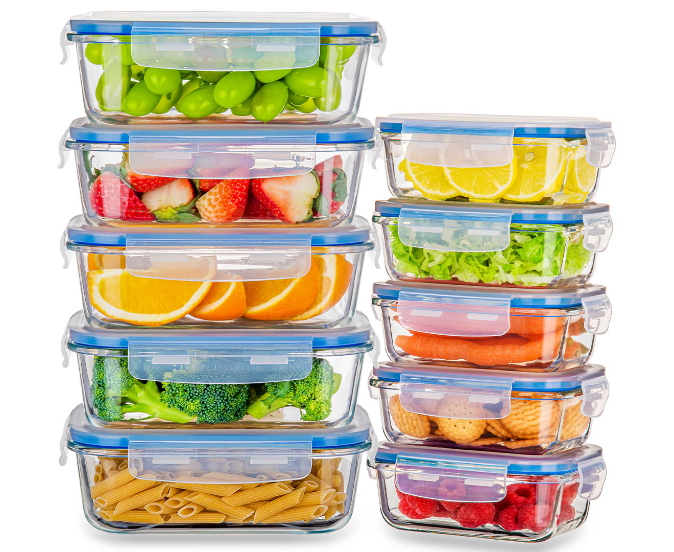 Stelive 10 PCs Glass Storage Food Containers, Glass Meal Prep Containers, Airtight Lunch Bento Boxes with Snap Locking Leakproof Lids for Microwave