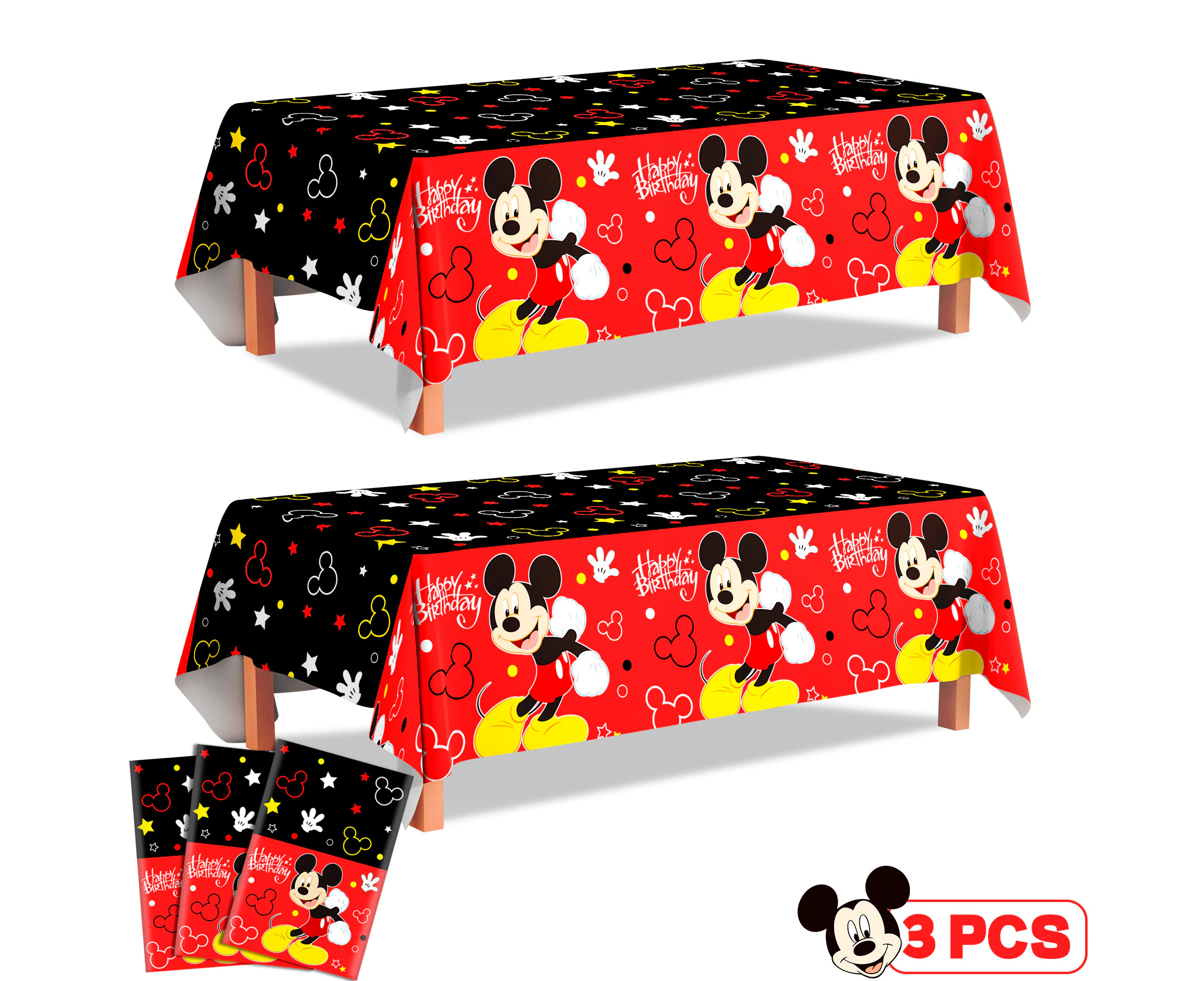 3pcs Mickey Mouse Table Cloth Kit-Mickey Mouse Party Table Cloth/Mickey Mouse Table Cover/Mickey Mouse Tablecloth, for Mickey Mouse Birthday Decorations