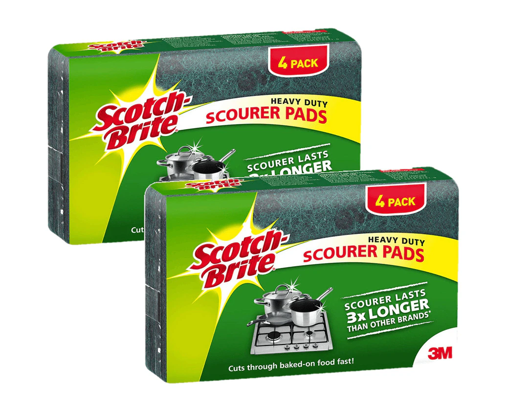 2 Packs Scotch Brite Scourer Pads Heavy Duty Pack 4