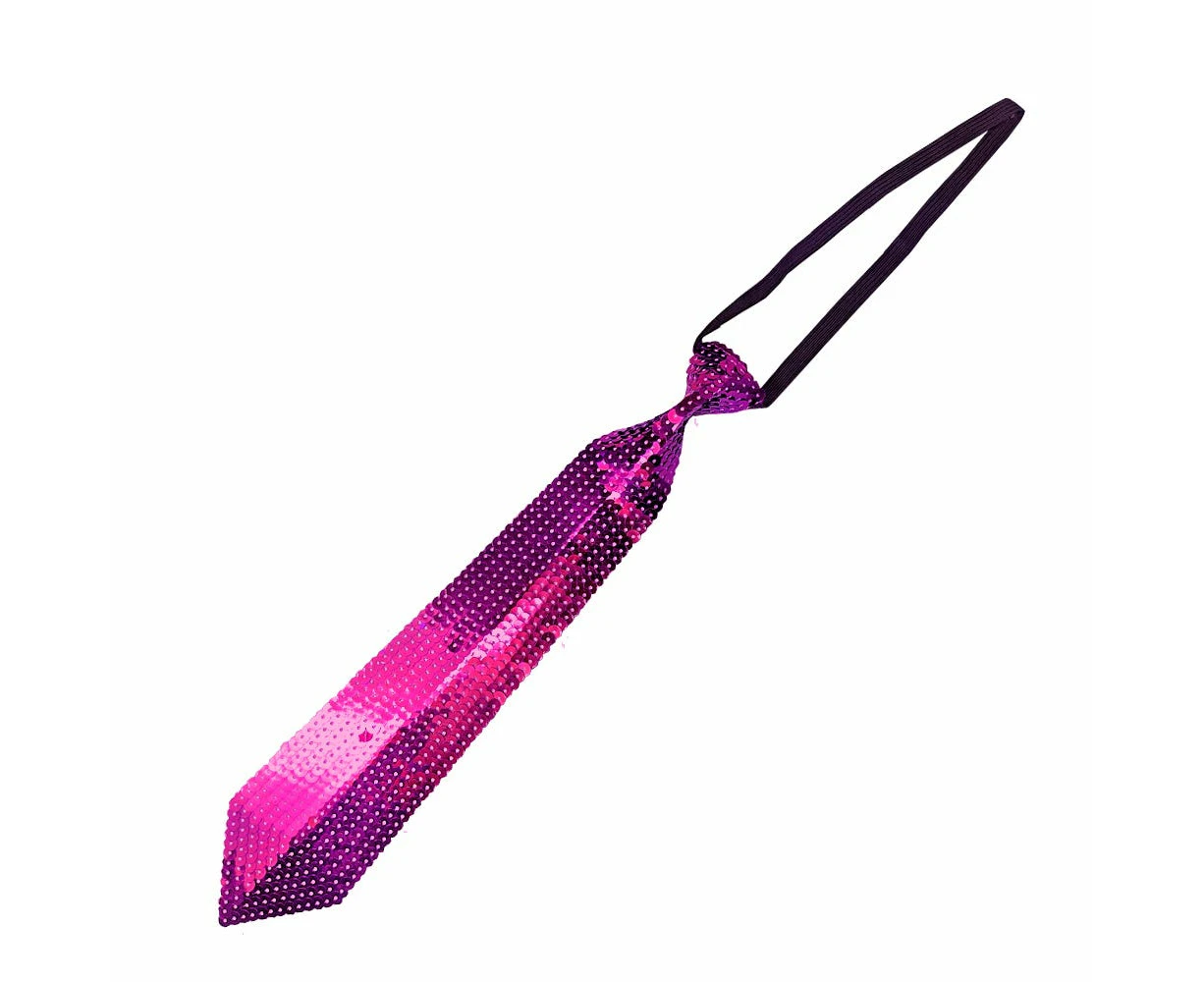 Long Sequins Costume Tie - Pink