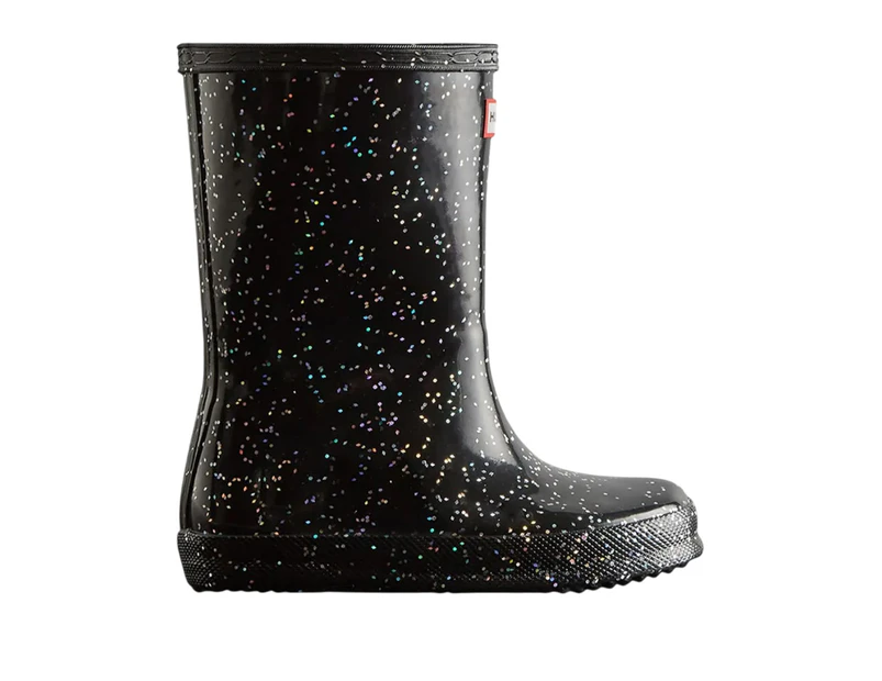 Hunter Girls First Giant Glitter Wellington Boots (Black) - FS11295