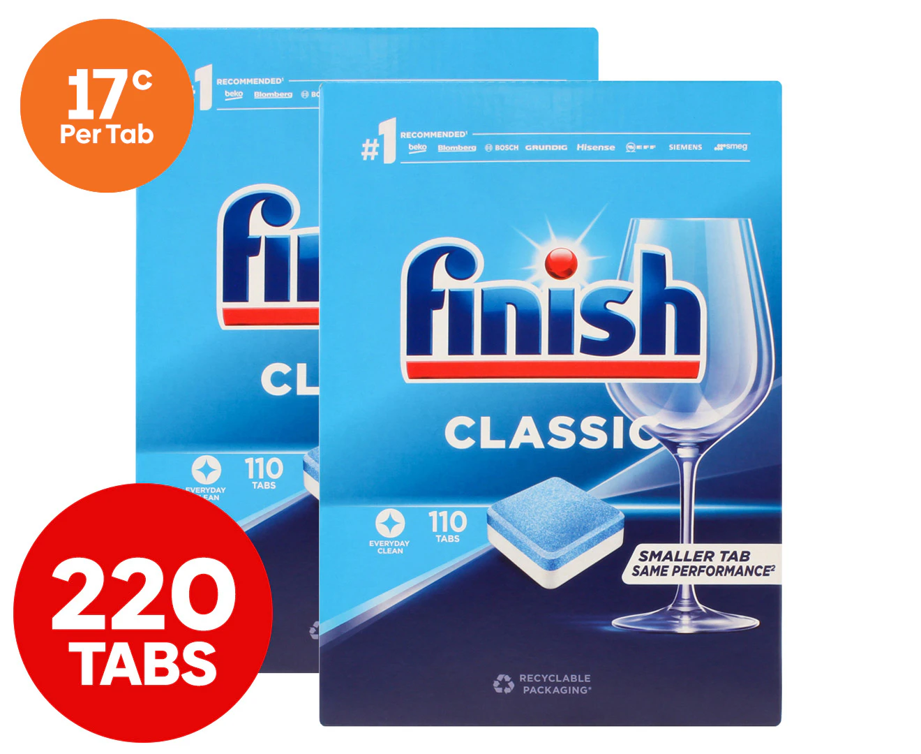 2 x 110pk Finish Classic Dishwashing Tablets