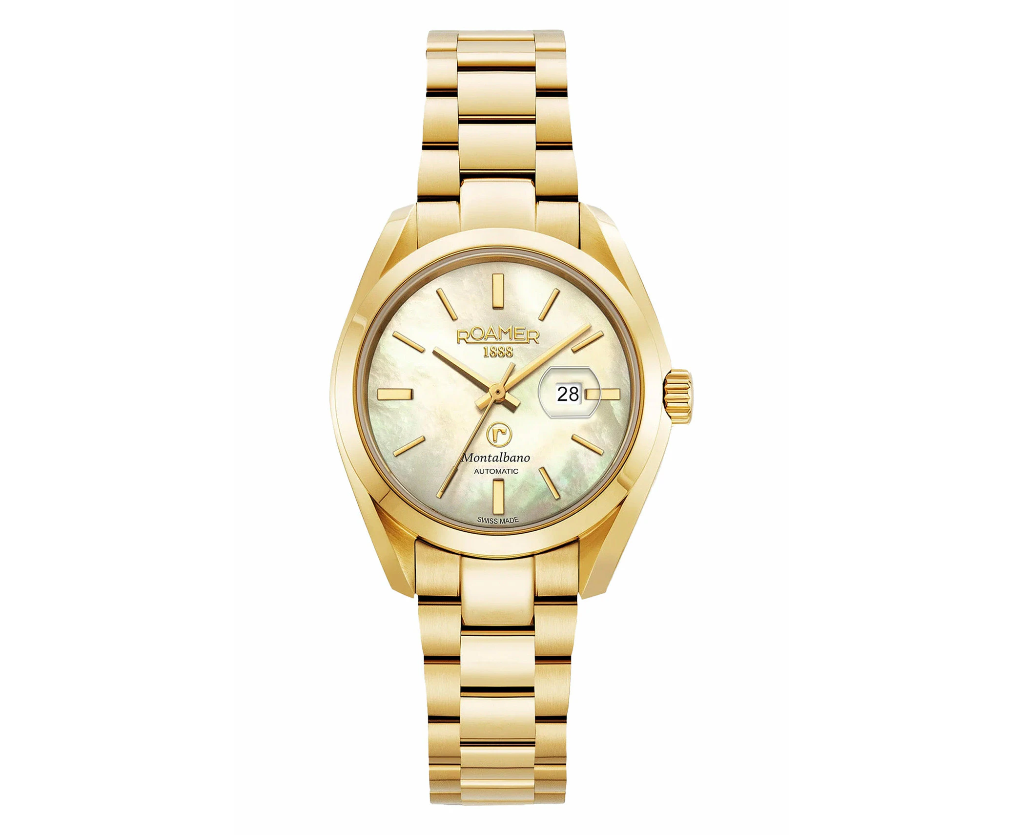 Roamer Montalbano Ladies 31mm Mother of Pearl Dial Gold Stainless Steel Strap Watch