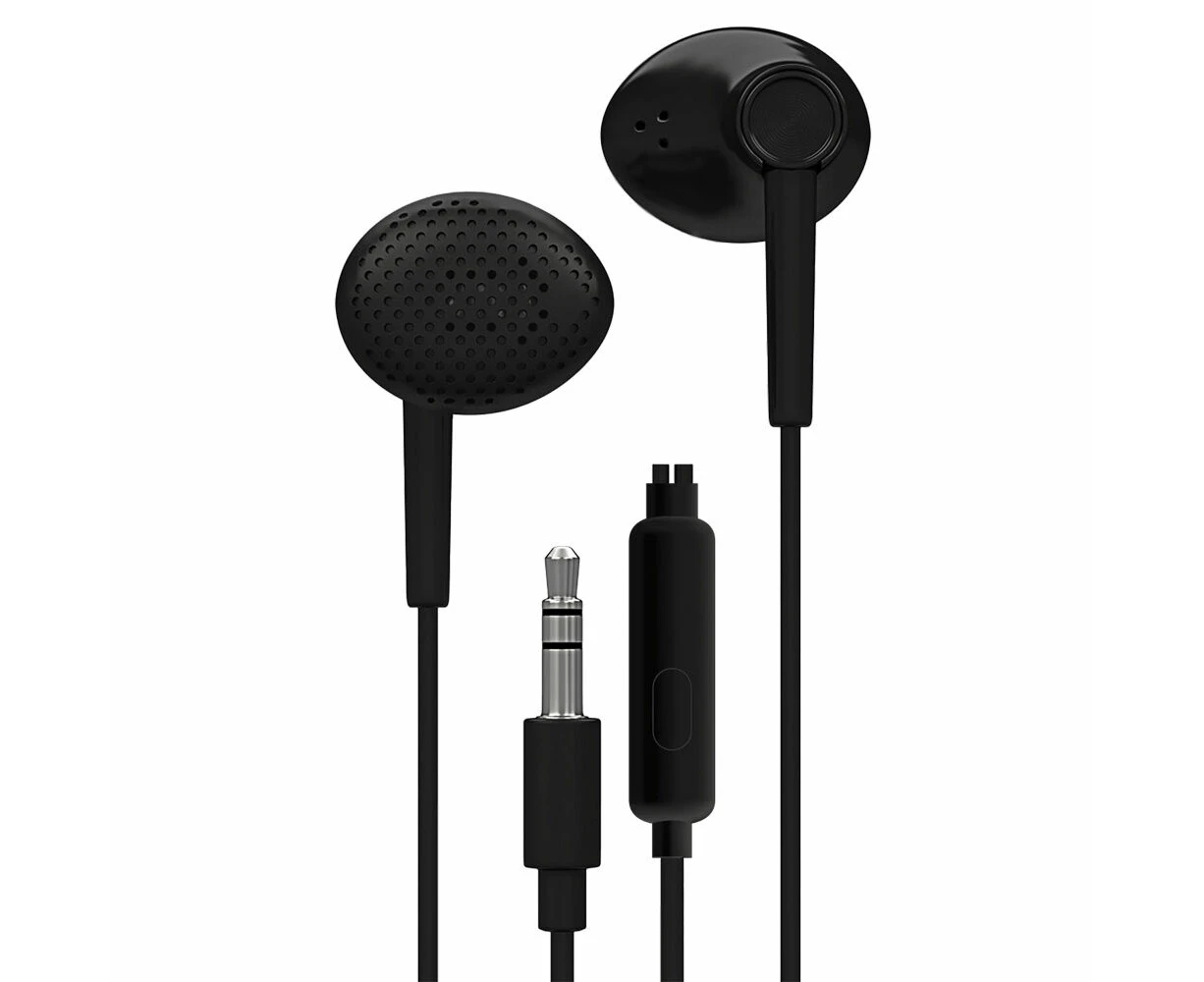 Liquid Ears Everyday 3.5mm Wired Bud Comfortable Earphones w/ Mic Black