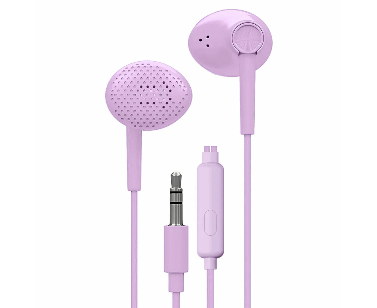 Liquid Ears Everyday 3.5mm Wired Bud Comfortable Earphones w/ Mic Lavender