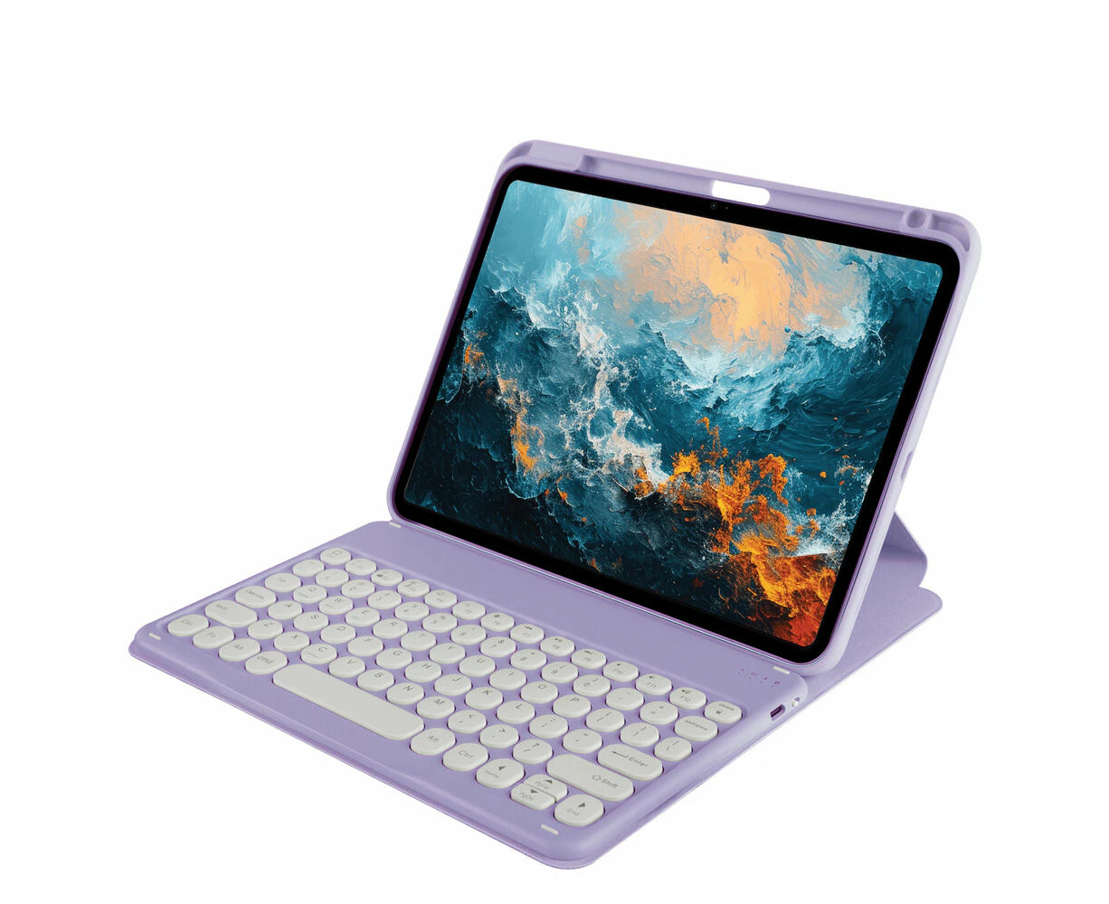 Techxtras Tri-Folding Tablet Case with Wireless Keyboard for iPad 10.2" Lavender