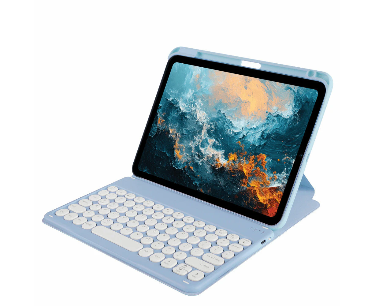 Techxtras Tri-Folding Tablet Case with Wireless Keyboard for iPad 10.2" Blue