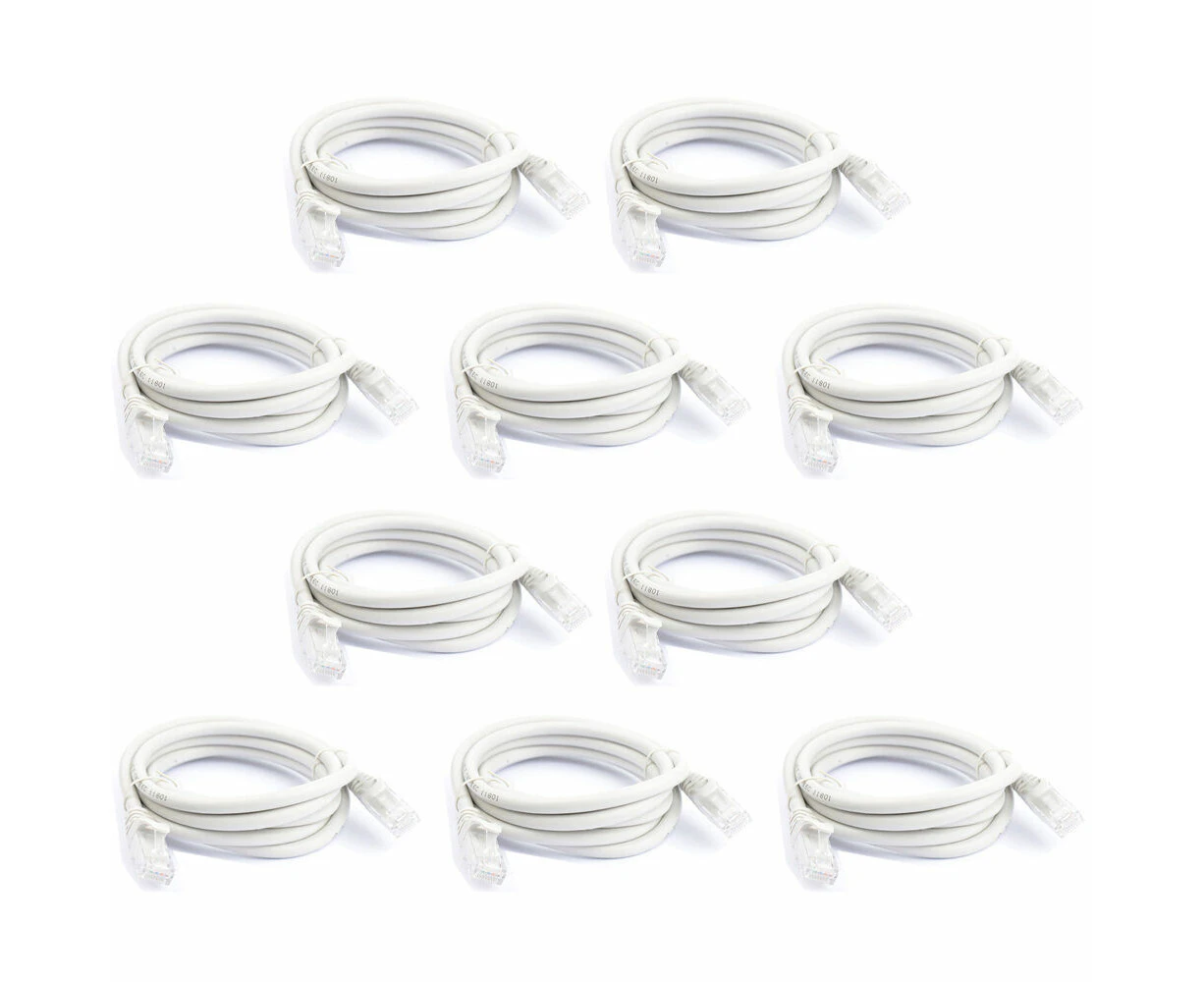 10x 8Ware 2m Cat6a UTP Snagless Ethernet Cable LAN RJ45 Network Connector Grey