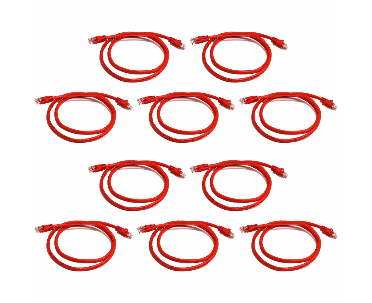 10x 8Ware 2m Cat6a UTP Snagless Ethernet Cable LAN RJ45 Network Connector Red