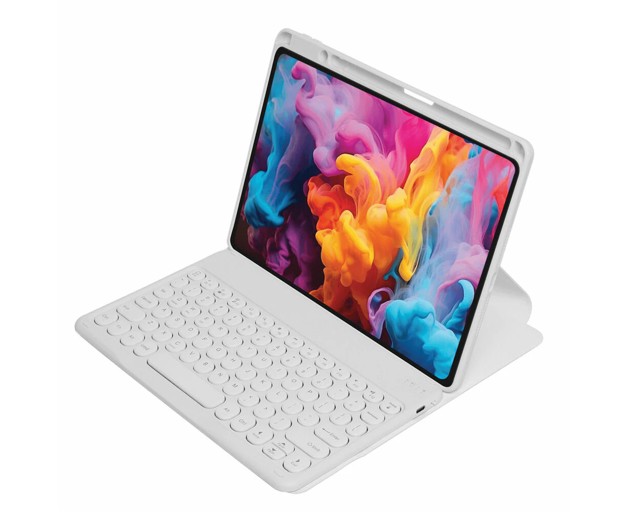 Techxtras Tri-Folding Tablet Case with Wireless Keyboard for iPad 10.2" White