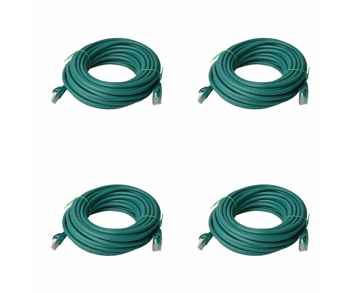 4x 8Ware 20m Cat6a UTP Snagless Ethernet Cable LAN RJ45 Network Connector Green