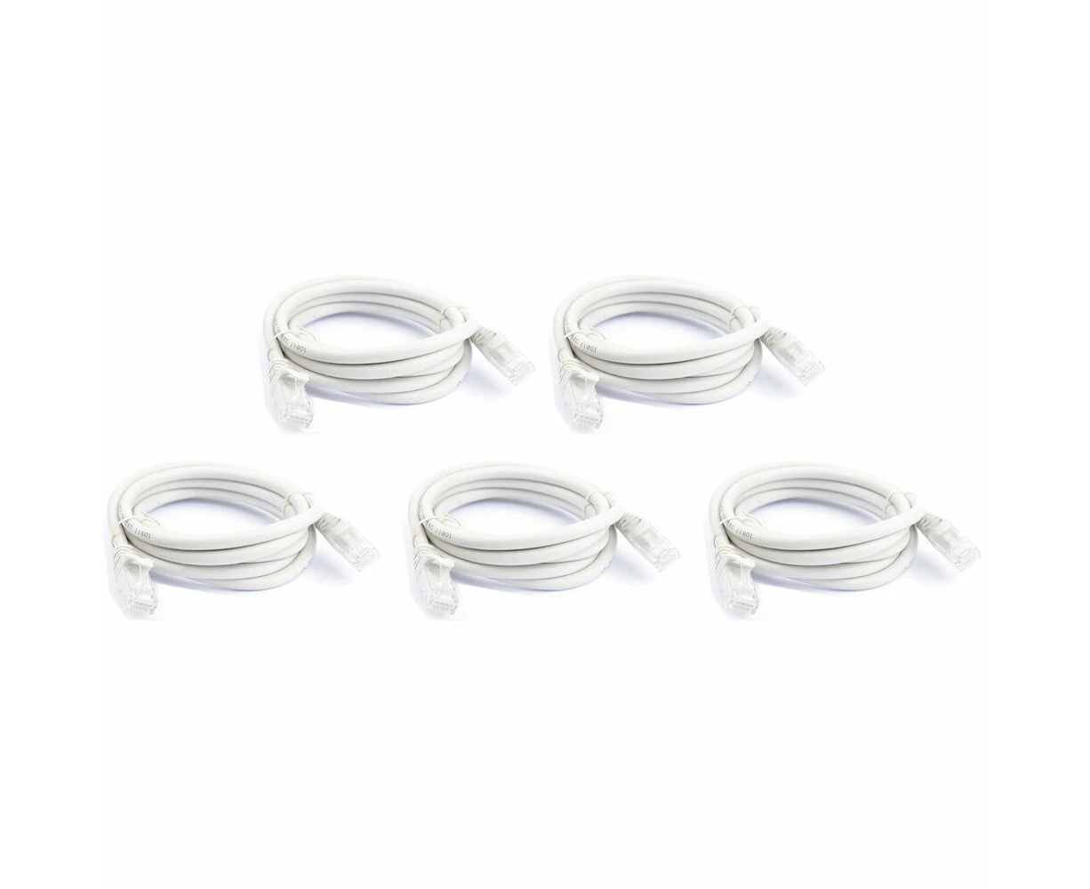 5x 8Ware 2m Cat6a UTP Snagless Ethernet Cable LAN RJ45 Network Connector Grey