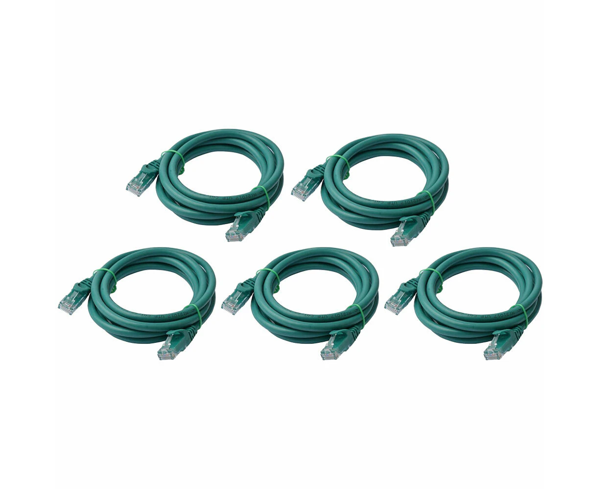 5x 8Ware 2m Cat6a UTP Snagless Ethernet Cable LAN RJ45 Network Connector Green