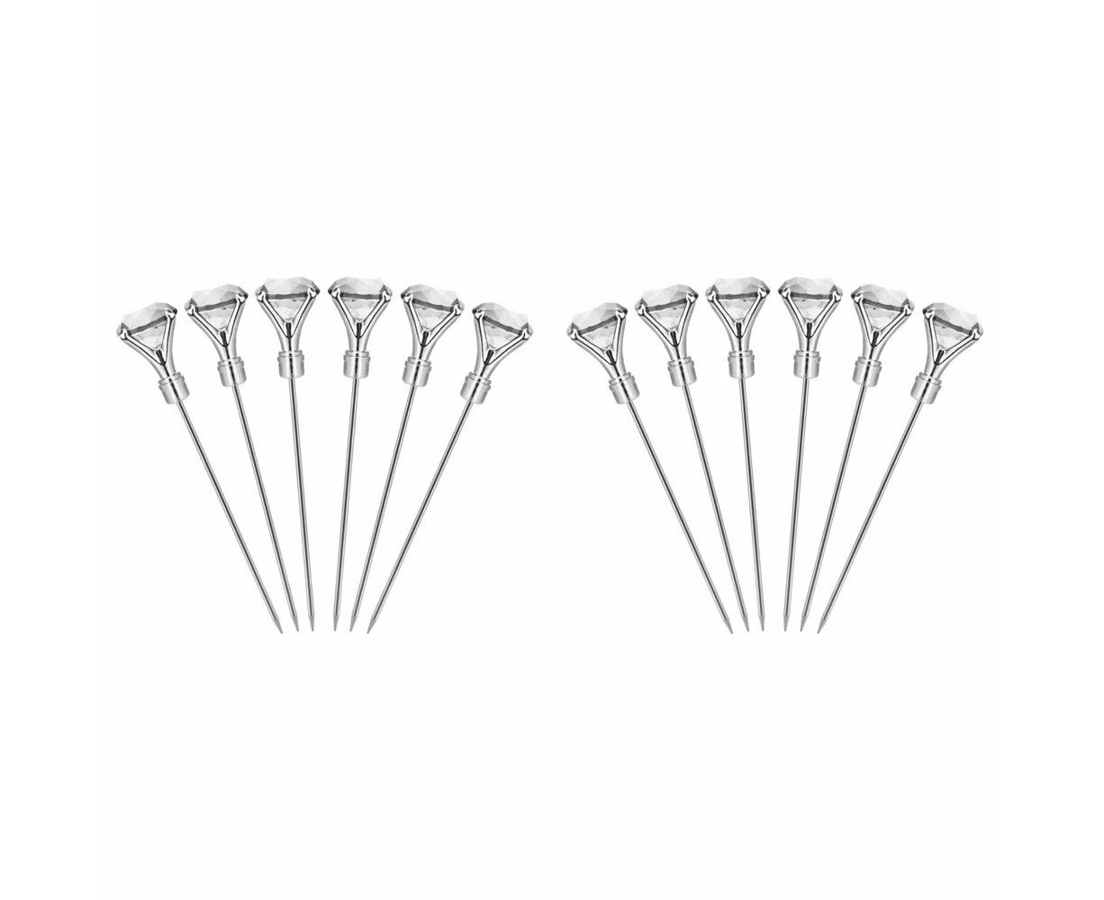 12pc Final Touch Reusable Diamond Cocktail Picks Barware Accessory 21cm Clear