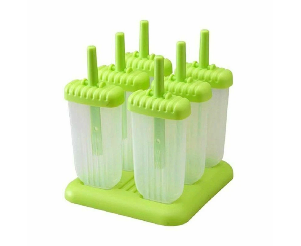 Ice Cream Popsicle Frozen Mold Silicone Lolly Pop Maker Mould Ice Tray Cover Lid-Green