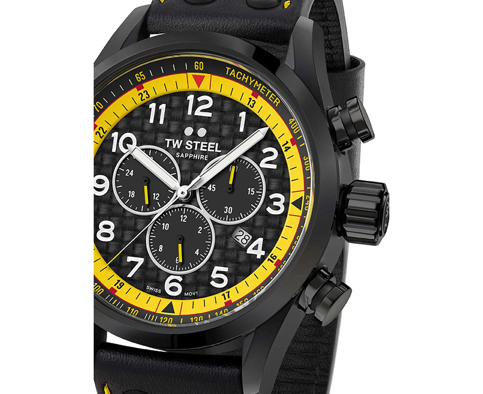 TW Steel Chronograph SVS301 Black Leather Unisex Watch