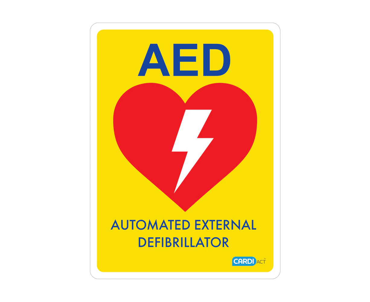 CARDIACT Yellow Poly AED Sign 22.5 x 30cm